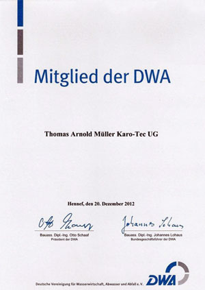 DWA Mitgliedsurkunde